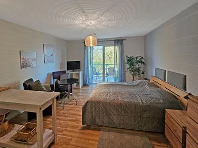 Wohnzimmer Residenz am Yachthafen Mann un Fru