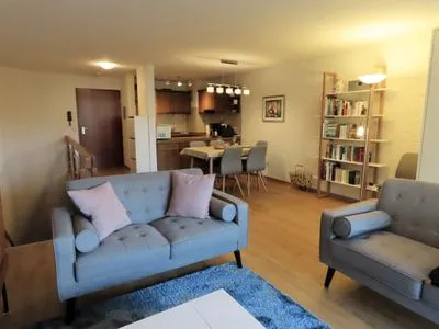 Wohnzimmer Ferienwohnung Am Strandbad