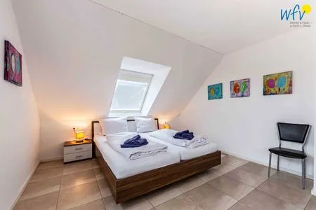 Schlafzimmer Haus Inseltraum Borkum Ferienwohnung Muschelsucher
