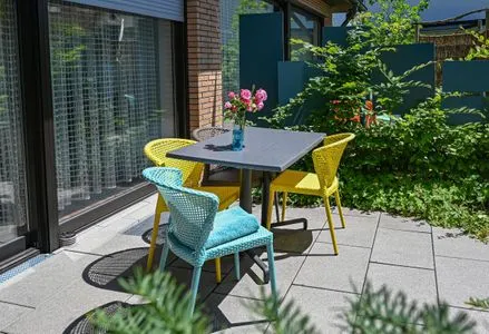 Terrasse Studio-Ferienwohnung 7a GOLDIGES ECK mit Terrasse
