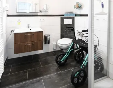 Badezimmer Entdeckerferien - Apartment mit überdachter Terrasse 7/1 EG barrierefrei