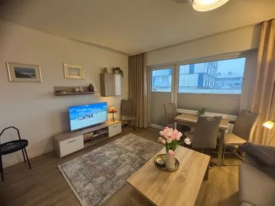 Wohnzimmer Ferienwohnung im Haus Nordland App 25(Hund)