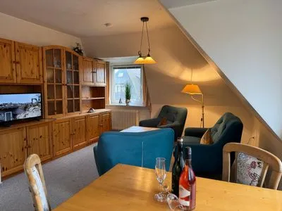 Wohnzimmer Ferienwohnung im DikWai Fewo B in Rantum