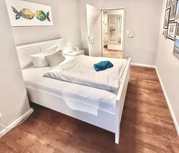 Schlafzimmer mit Einzelbett Parkresidenz am Hafen Wohnung HF 12 - "Luftsnapper´s"