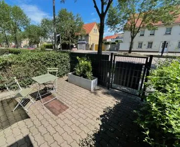 Terrasse Handwerkerwohnung "Daniel" in Halle mit Stellplatz