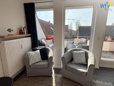 Wohnzimmer Haus Nordstern Ferienwohnung Hummerhütte