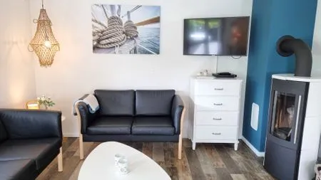 Wohnzimmer Schwedenhaushälfte "Lieblingsplatz" Sehlendorf an der Ostsee
