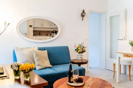 Wohnzimmer Ferienwohnung Am Hafen