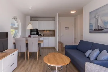 Ferienwohnung Kleine Freiheit Blick auf die Küchenzeile im offenen Wohnbereich  Kleine Freiheit