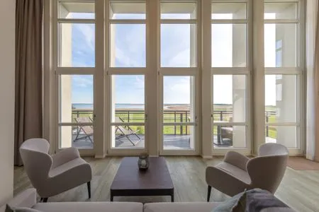 Ferienwohnung Mehr Meerblick Ausblick aus dem Wohnzimmer  Mehr Meerblick