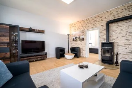 Ferienwohnung BlueSea Malchow - Kamin im Wohnbereich  BlueSea