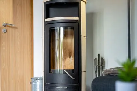 Ferienhaus Aurora Roebel Kamin im Wohnzimmer  Aurora