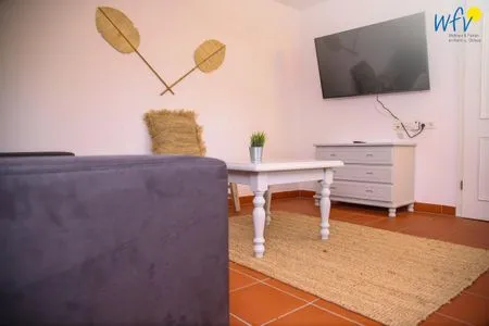 Wohnzimmer Ferienhaus am Gutspark Dranske Ferienwohnung Küstenklee