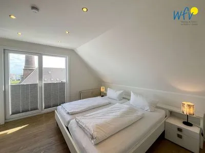 Schlafzimmer Apartmenthaus Roberta Ferienwohnung Meerblick