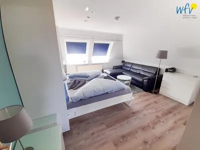 Wohnzimmer Strandhus Ferienwohnung Panorama Ausblick