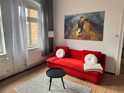 Wohnzimmer Einfaches Appartement "Nicky" in Halle mit 2 Zimmern