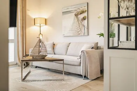 Blick ins Wohnzimmer Logierhaus Friedrich WE 2 - "Strandrose"