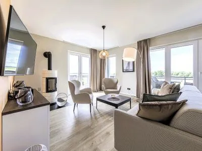 Ferienwohnung Strandleben Ostseebad Wustrow ZweiWasser Alte Seefahrtschule Gemütliches Wohnzimmer  Strandleben