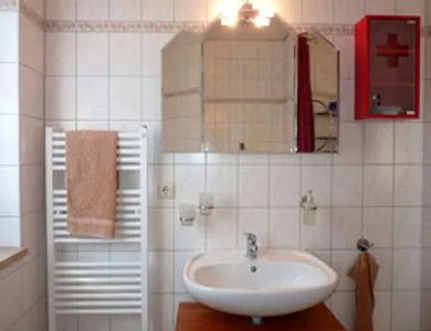 Badezimmer Ferienhaus Fleesensee