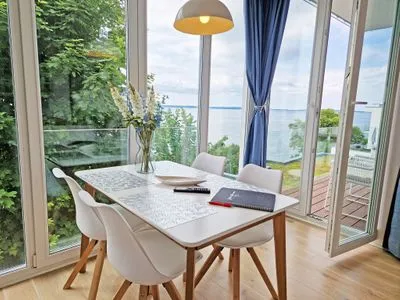 Wohnzimmer Villa Küstenperle, App. Leuchtfeuer - Meerblick pur!
