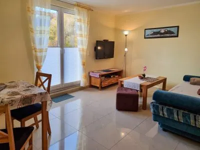 Wohnzimmer Ferienhaus Zum Kreideblick, FW Seepferdchen
