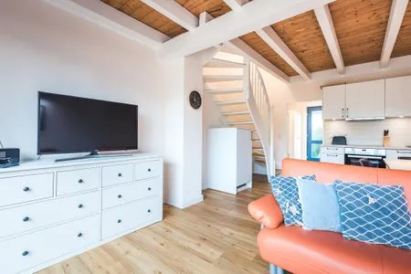 Wohnzimmer Haus Muschelsucher, Dünenstraße 44, App. 2