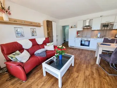 Wohnzimmer Villa Am alten Kreidebruch, FW Strandläufer mit Balkon
