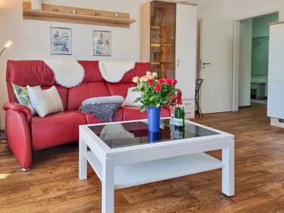 Wohnzimmer Villa Am alten Kreidebruch, FW Strandläufer mit Balkon