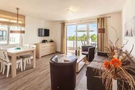 Wohnzimmer Villa Am alten Kreidebruch, FW Störtebeker - mit Balkon