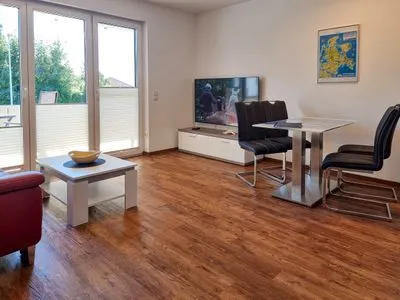 Wohnzimmer Villa Am alten Kreidebruch, FW Lachmöwe - mit Balkon