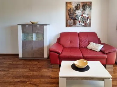 Wohnzimmer Villa Am alten Kreidebruch, FW Lachmöwe - mit Balkon