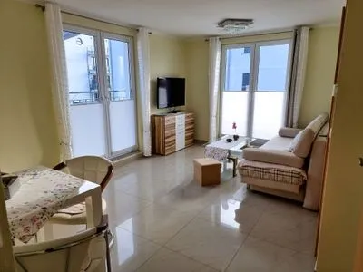 Wohnzimmer Ferienhaus Zum Kreideblick, FeWo Muschel
