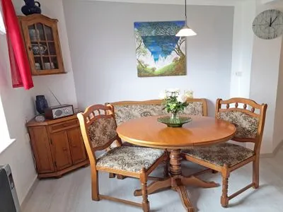 Wohnzimmer Ferienhaus Figelski mit Terrasse in Sassnitz