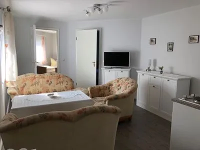 Wohnzimmer Ferienhaus Karger in Sagard auf Rügen mit Terrasse und Garten