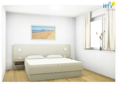 Schlafzimmer Friesenfranz Ferienwohnung Dünenfriese