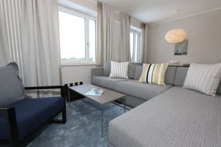 Wohnzimmer FeWo Meerzeit Dachterrasse & Spa in Block 1