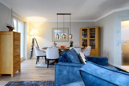 Wohnzimmer FeWo Seeadler - Sauna, Meerblick, Dachgeschoss