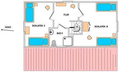 Wohn- und Schlafbereich Dachgeschoss (2. Etage) Albatros Whg.01