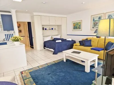 Wohnzimmer Ferienwohnung Anemone - Urlaub mit Hund am Rande des Nationalparks