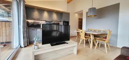 Living room, sofa bed and TV Mountain View by Alpenidyll Apartments
