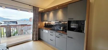kitchen Mountain View by Alpenidyll Apartments