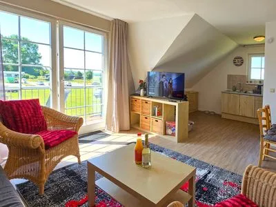 Wohnzimmer Ferienwohnung Muschel - Ostsee-Urlaub mit Hund