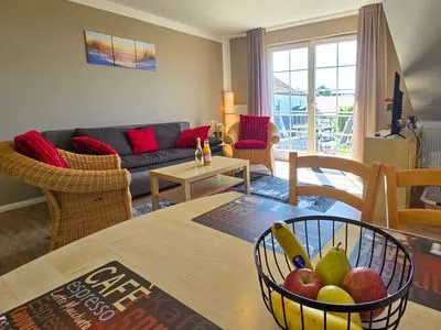 Wohnzimmer Ferienwohnung Muschel - Ostsee-Urlaub mit Hund