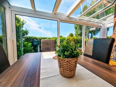 Garten Ferienhaus Haffliebe mit Sauna und Kamin