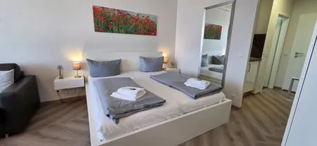 Schlafzimmer Haus Vier Jahreszeiten am See Kranichblick