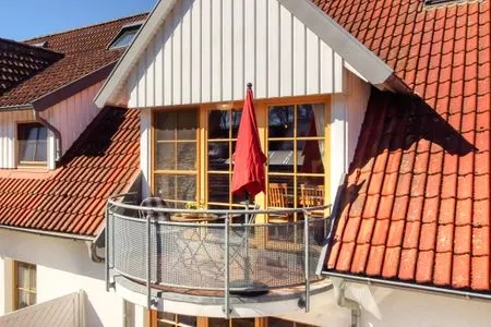 Blick auf den Balkon Ferienpark Freesenbruch Wohnung 4.4 - Seeschwalbe