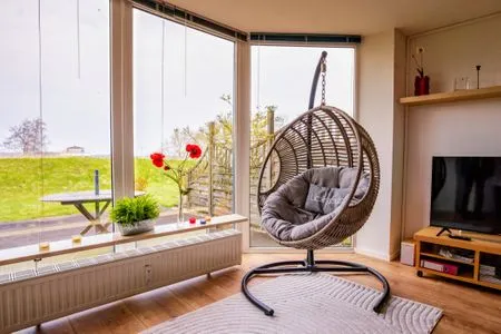 Wohnzimmer Ferienwohnung Schleiwiese mit Meerblick in Stexwig