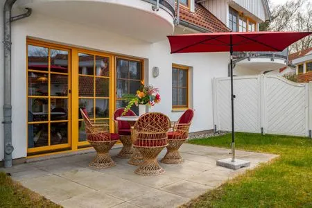 Terrasse Ferienpark Freesenbruch Wohnung 1.2 - Am Schwalbenweg