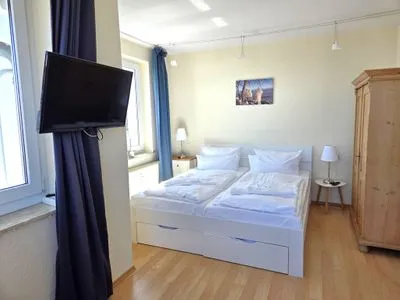 Schlafzimmer Villa Seeblick App. 408 mit herrlichem Meerblick in Sassnitz auf Rügen