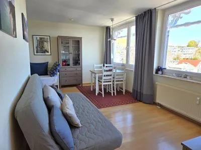 Wohnzimmer Villa Seeblick App. 408 mit herrlichem Meerblick in Sassnitz auf Rügen